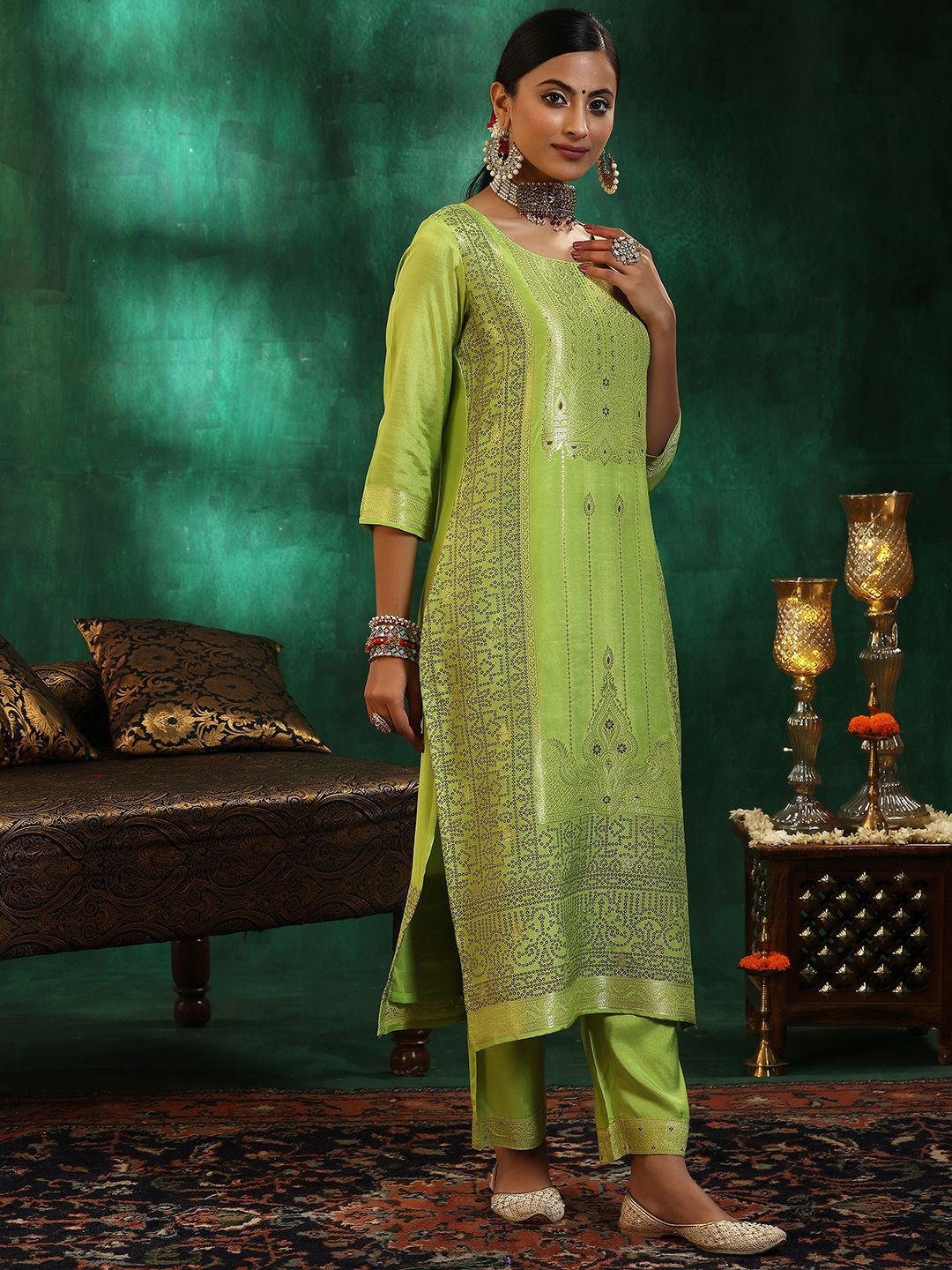 Libas Women Ethnic Motifs Regular Kurta with Trousers & With Dupatta