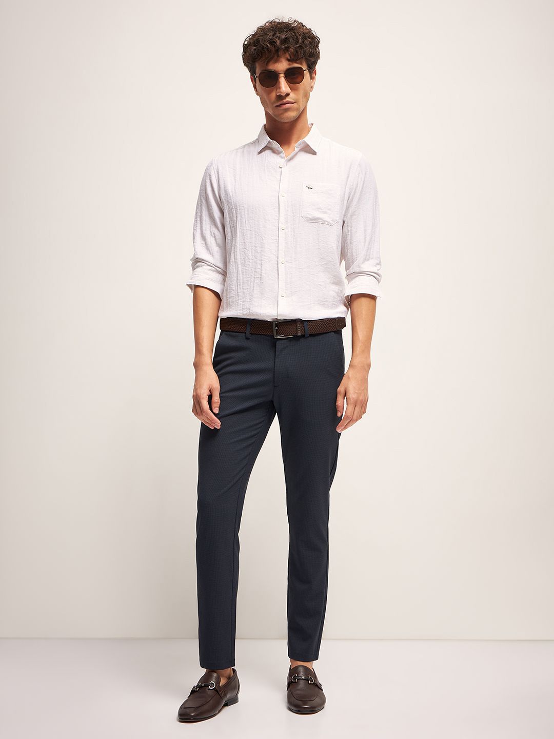 THE BEAR HOUSE Men Mid-Rise Slim Fit Regular Trousers
