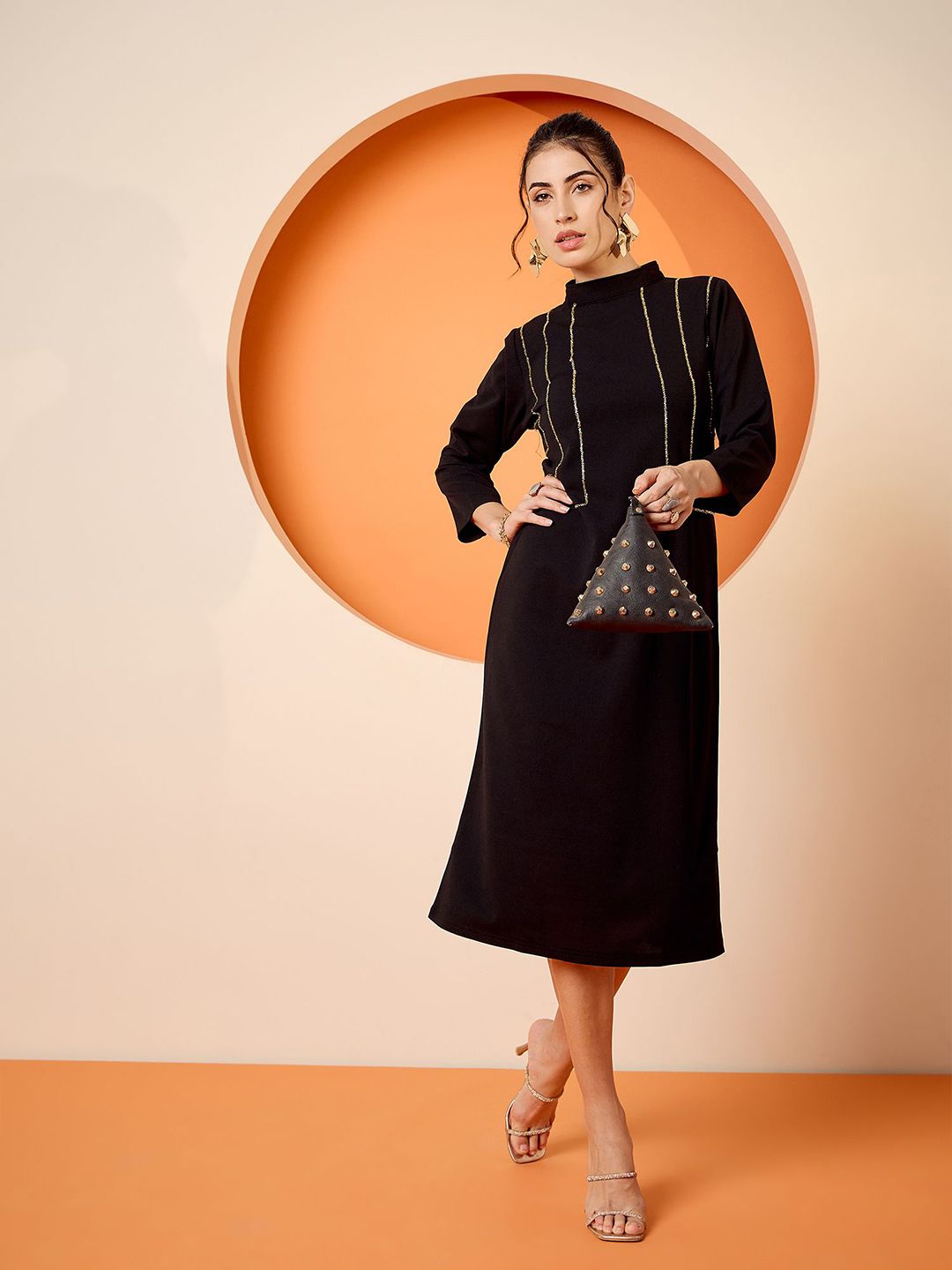Antheaa Embellished Sheath Midi Dress