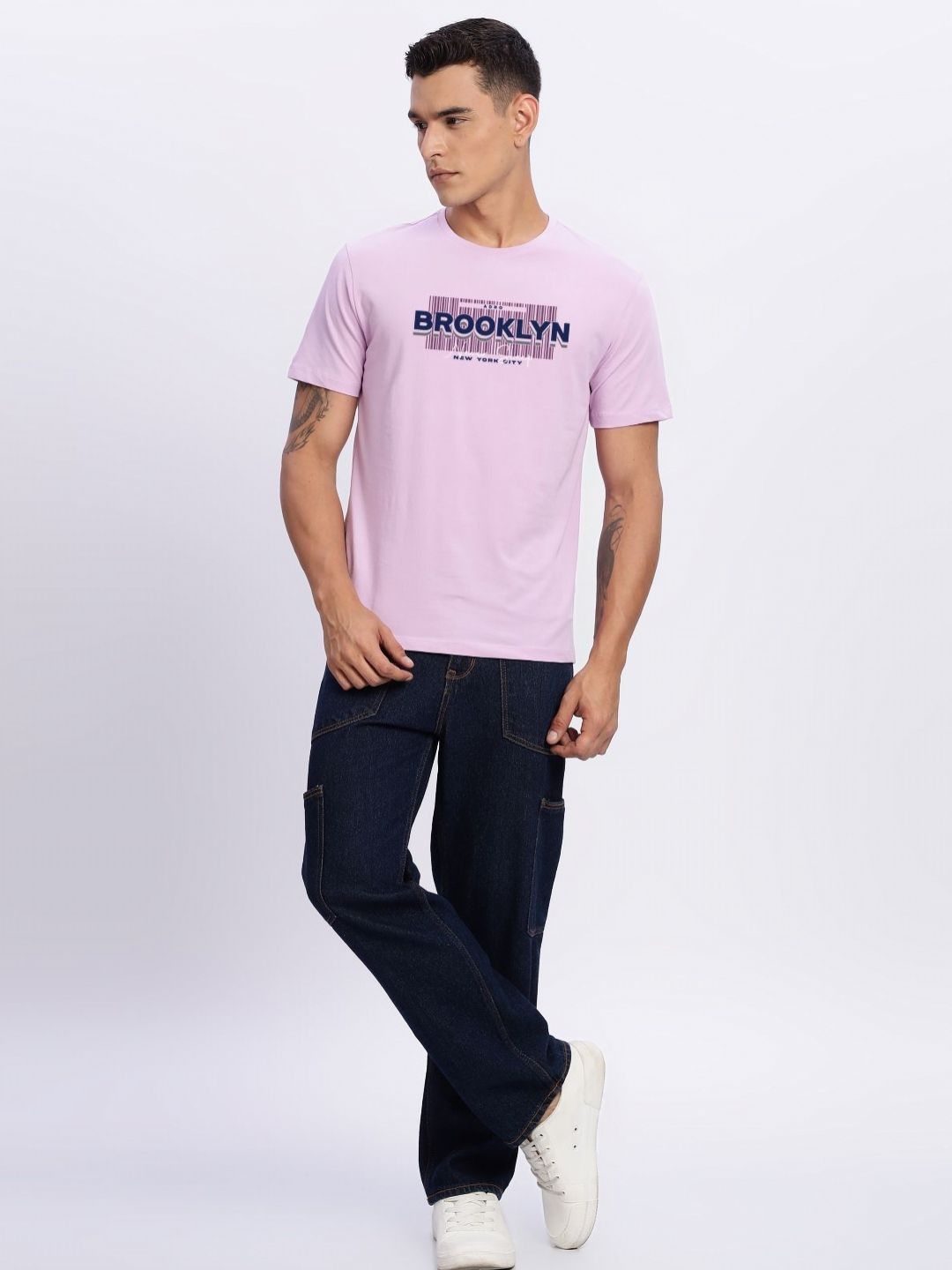 ADRO Typography Printed Round Neck Cotton T-shirt