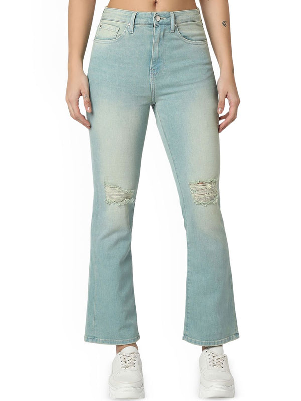 SPYKAR Women High-Rise Mildly Distressed Light Fade Jeans