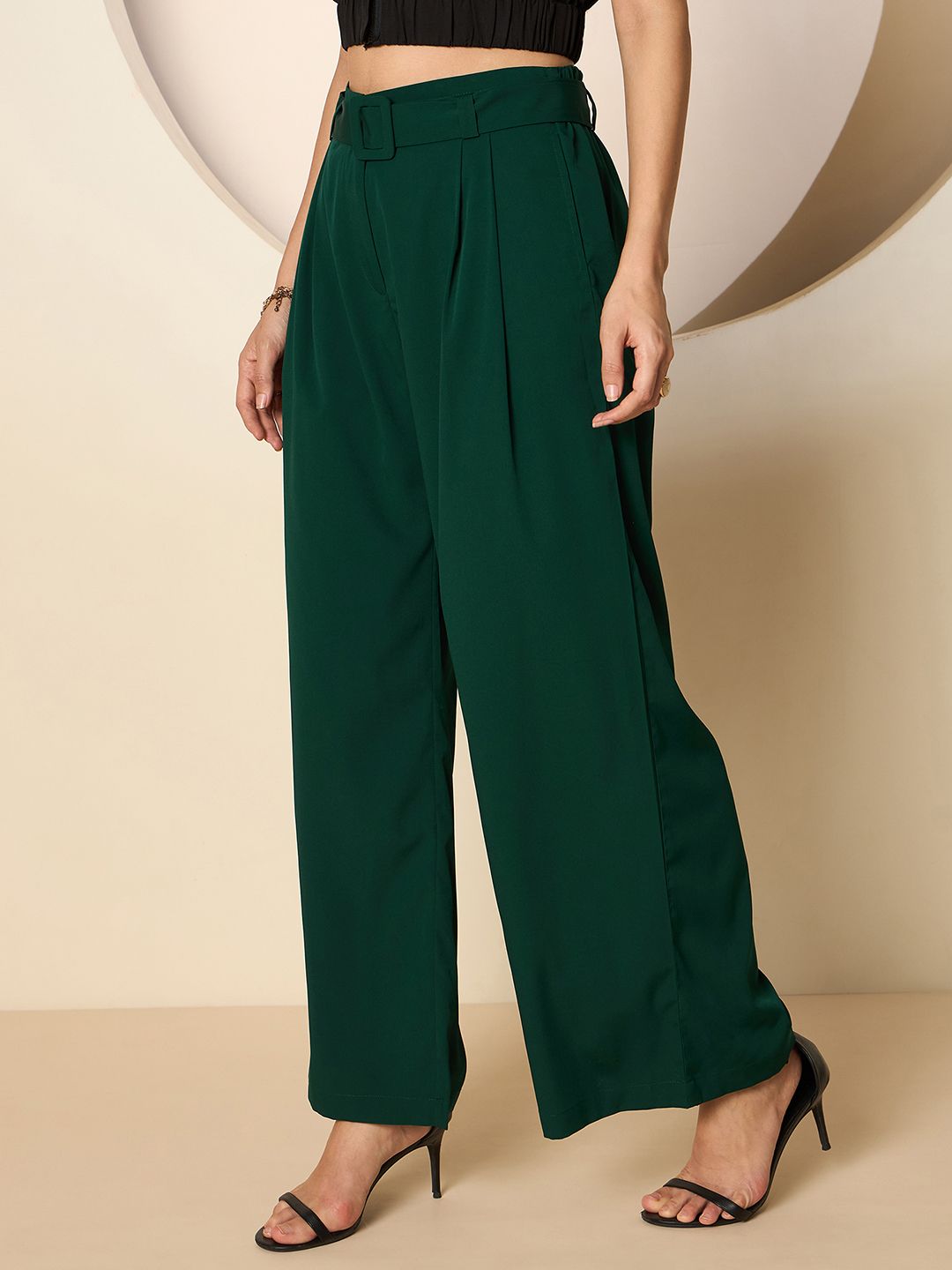 Antheaa Women Smart High-Rise Pleated comfort Trousers