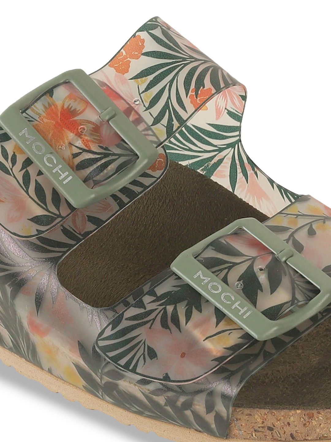 Mochi Women Printed Open Toe Flats with Bows