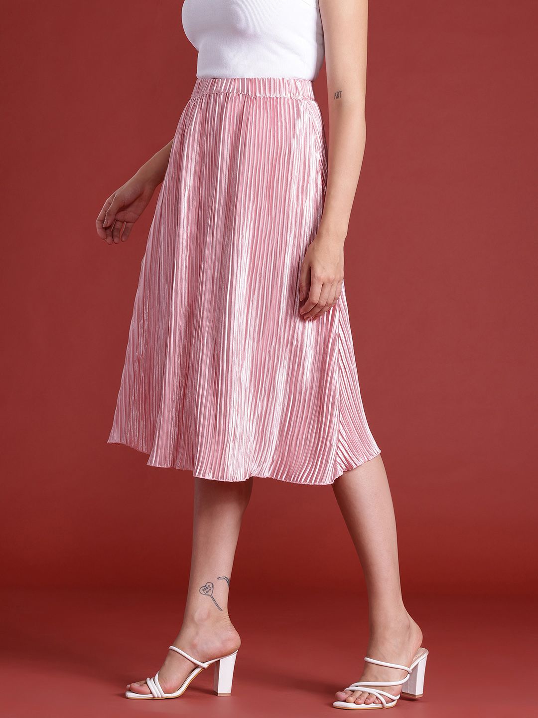 all about you Accordion Pleated A-Line Skirt