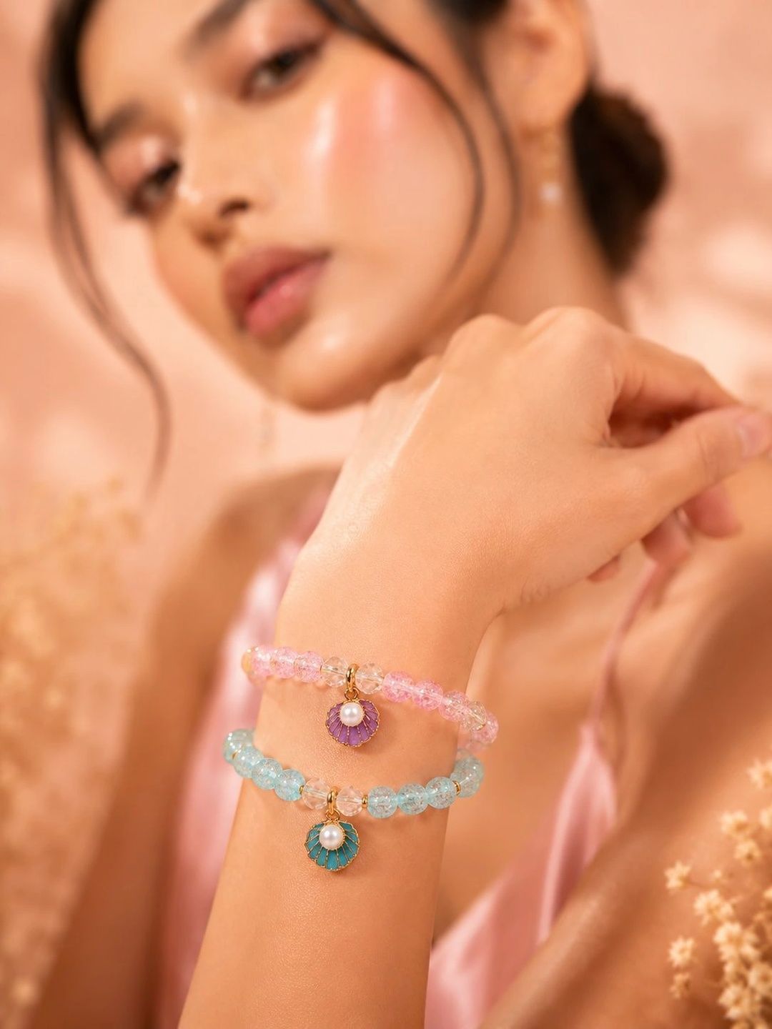PANASH Gold-Plated Artificial Stones Studded Cuff Bracelet