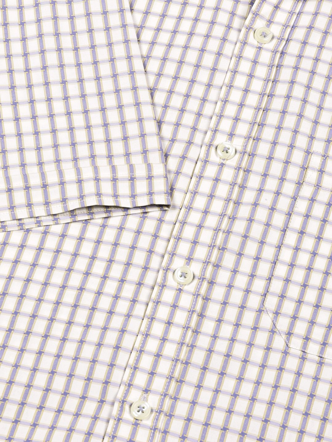 Thomas Scott Men Smart Spread Collar Gingham Checked Cotton Formal Shirt