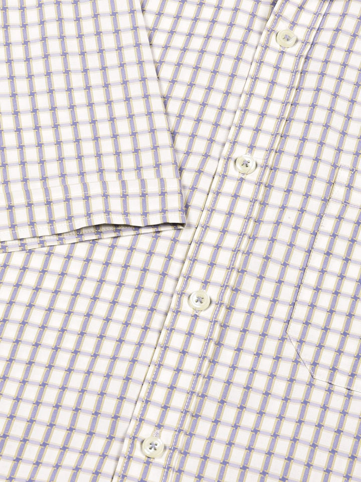 Thomas Scott Men Smart Spread Collar Gingham Checked Cotton Formal Shirt