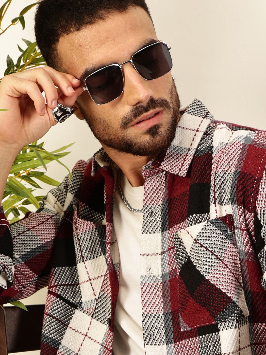 Thomas Scott Men Premium Tartan Checked Casual Shirt
