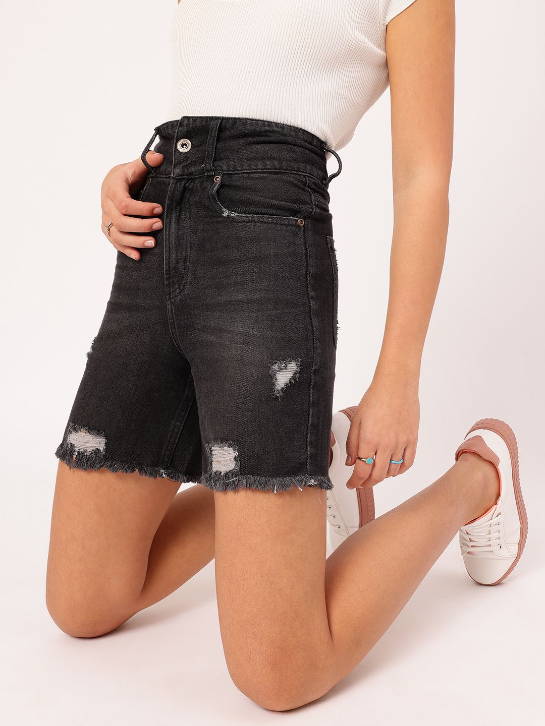 DressBerry Women Urban Chic Ripped Frayed Denim Shorts