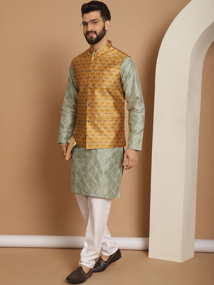 Anouk Embroidered Regular Silk Kurta with Churidar