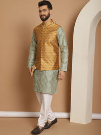 Anouk Embroidered Regular Silk Kurta with Churidar