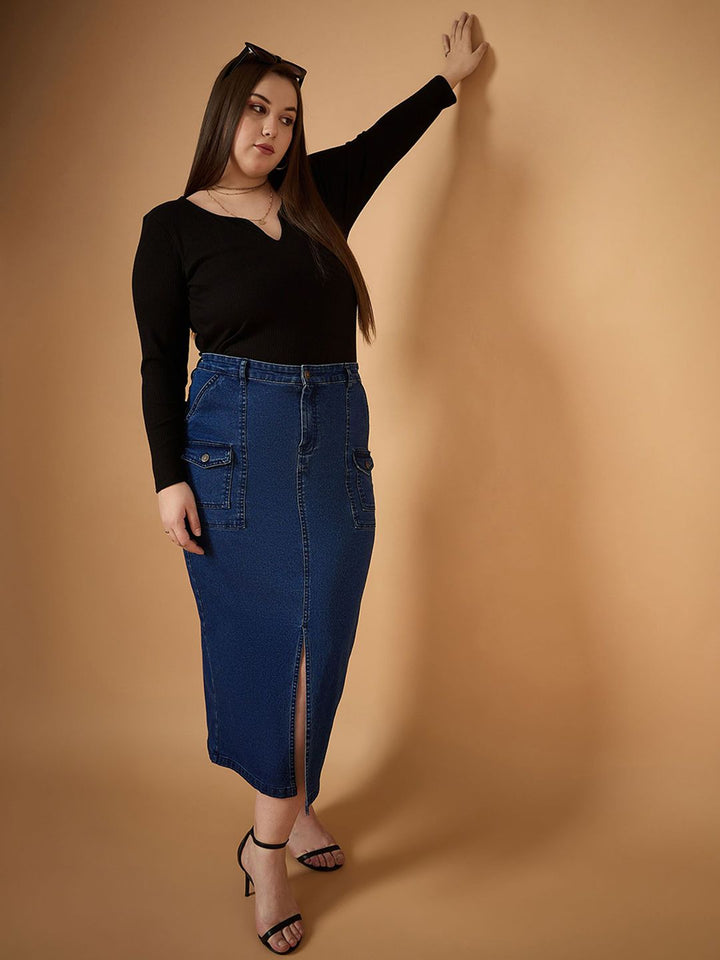 SASSAFRAS Curve Pencil Midi Skirt