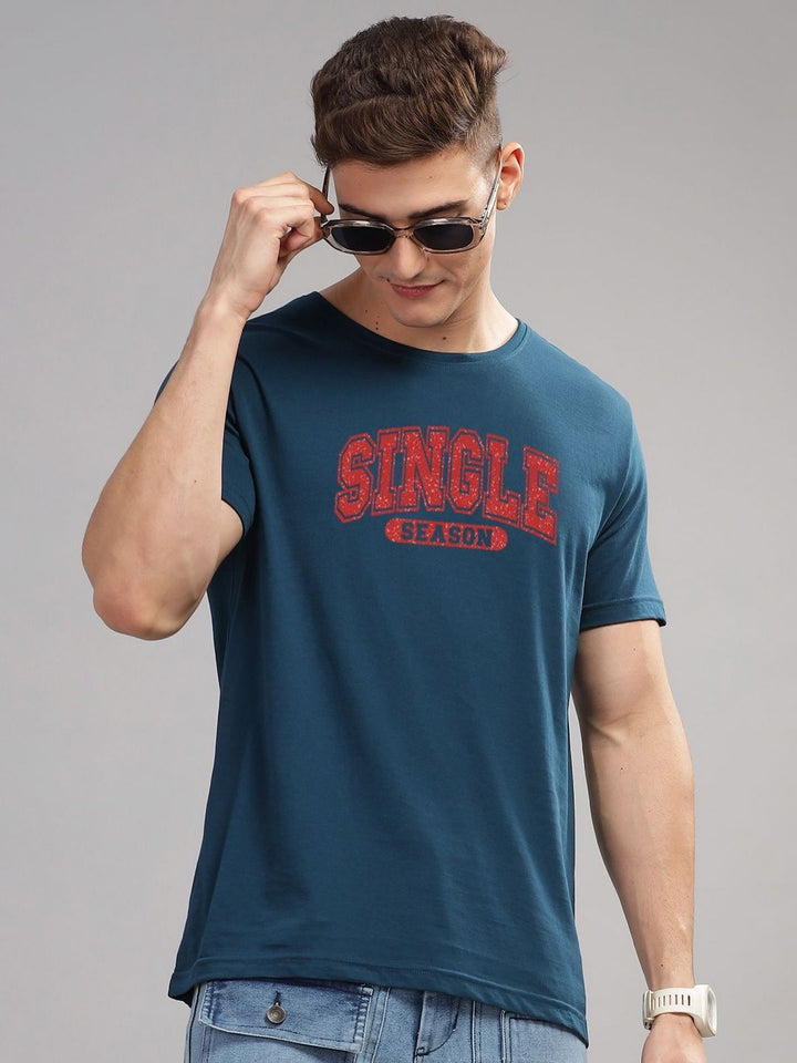 ADRO Men Typography Printed Round Neck Cotton T-shirt