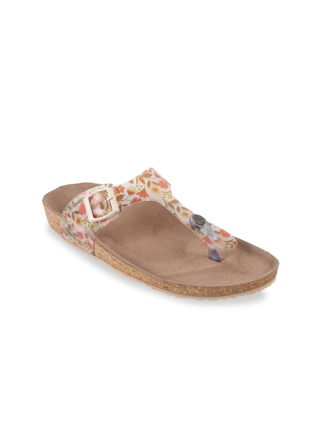 Mochi Women Printed Open Toe Flats with Buckles