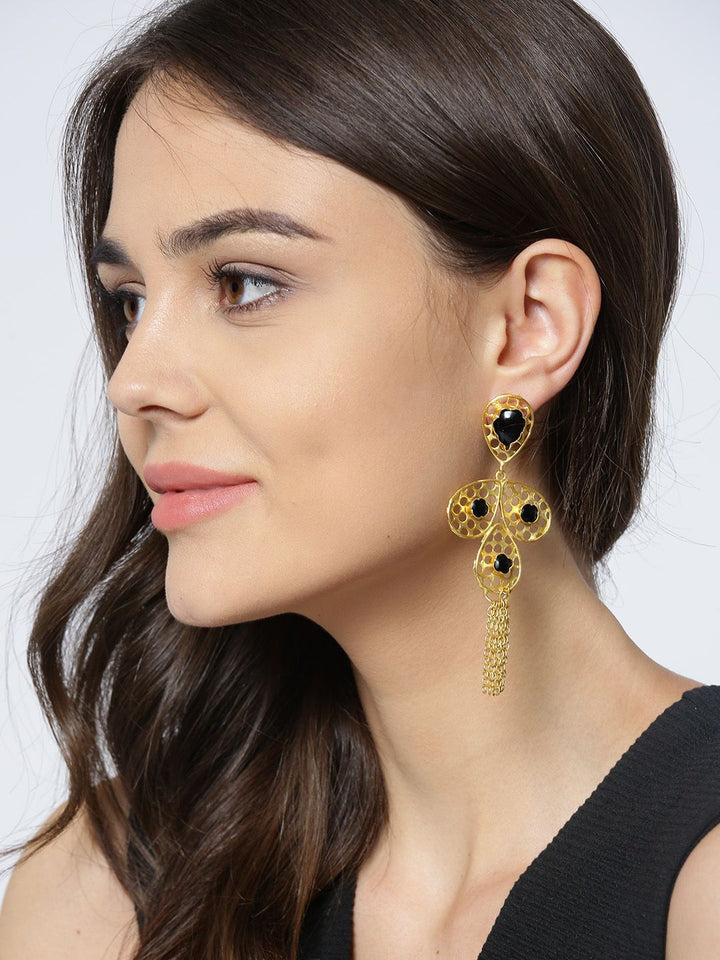 Anting-anting Drop Kontemporari Bersalut Emas Anouk Cubic Zirconia