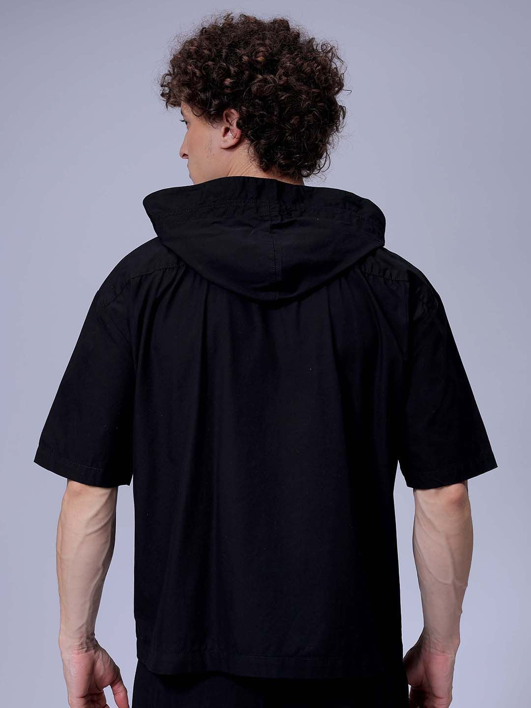 The Indian Garage Co Men Boxy Fit Hood Solid Cotton Casual Shirt