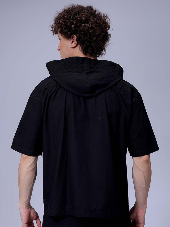 The Indian Garage Co Men Boxy Fit Hood Solid Cotton Casual Shirt