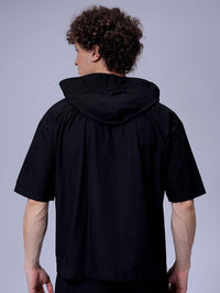 The Indian Garage Co Men Boxy Fit Hood Solid Cotton Casual Shirt