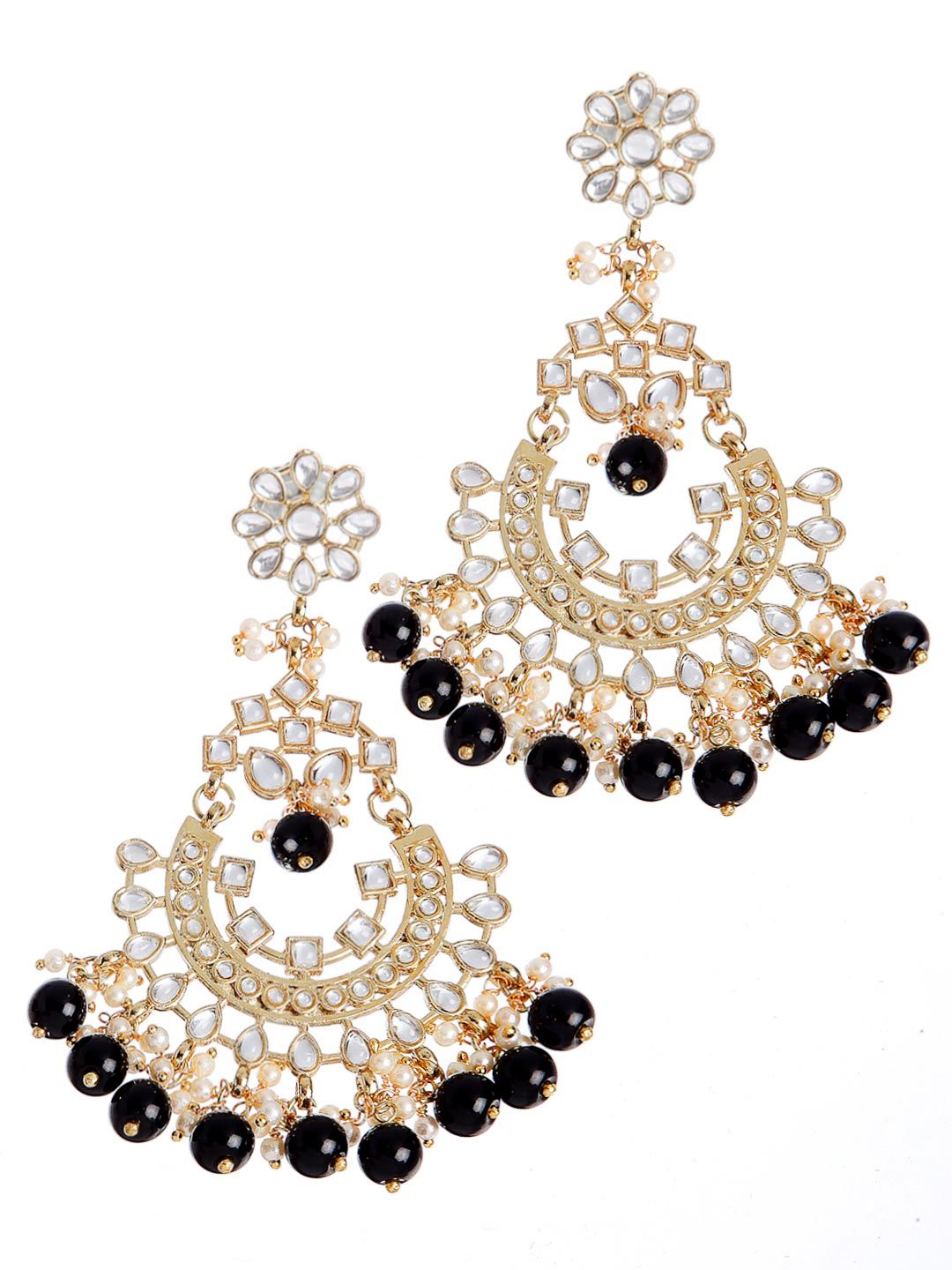 KARATCART Black Gold Plated Classic Chandbalis Earrings