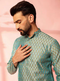 Anouk Ethnic Motifs Woven Design Mandarin Collar Straight Kurta