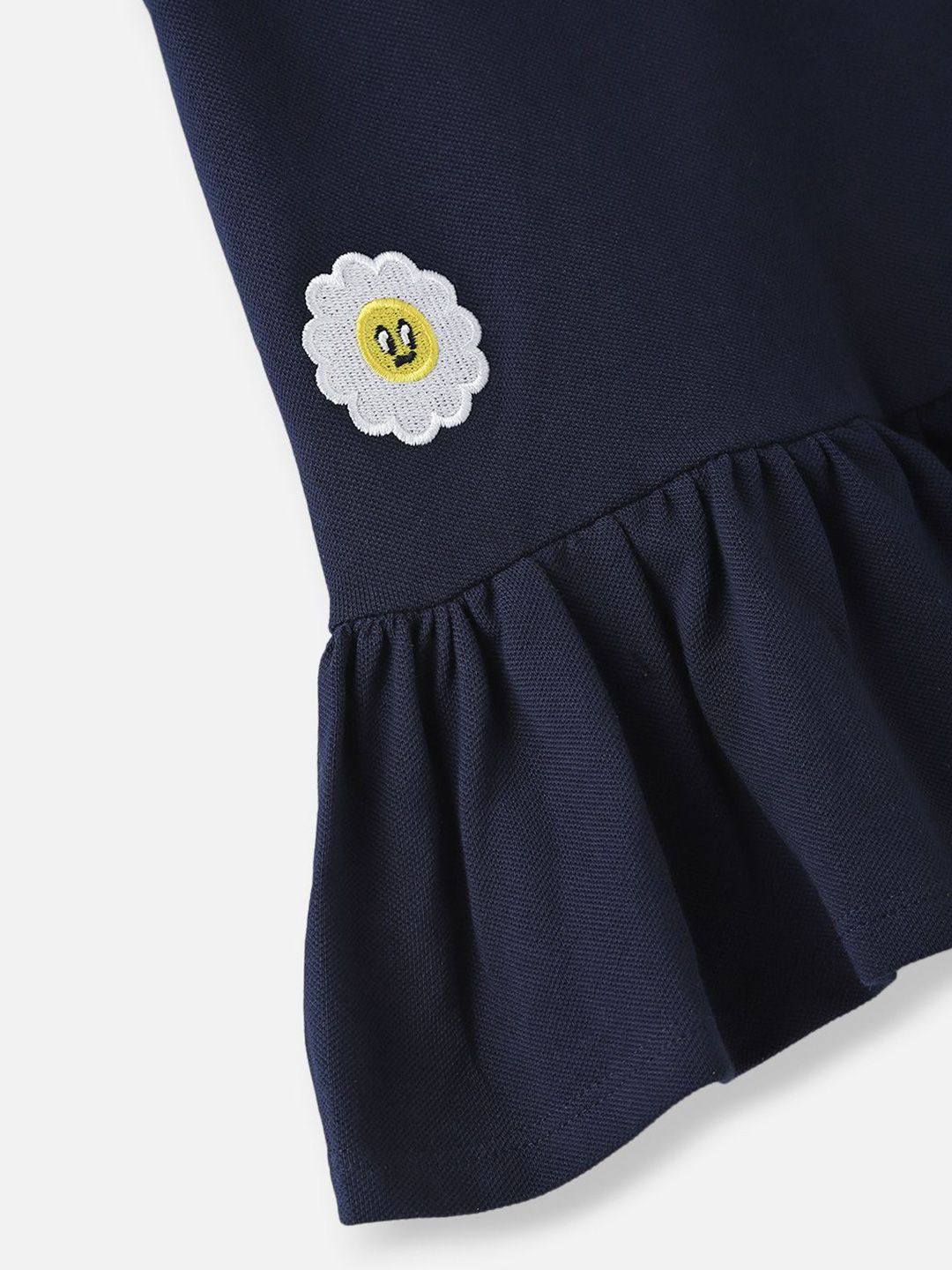 Nauti Nati A-Line Girls Blue Pique Cotton Applique Dress