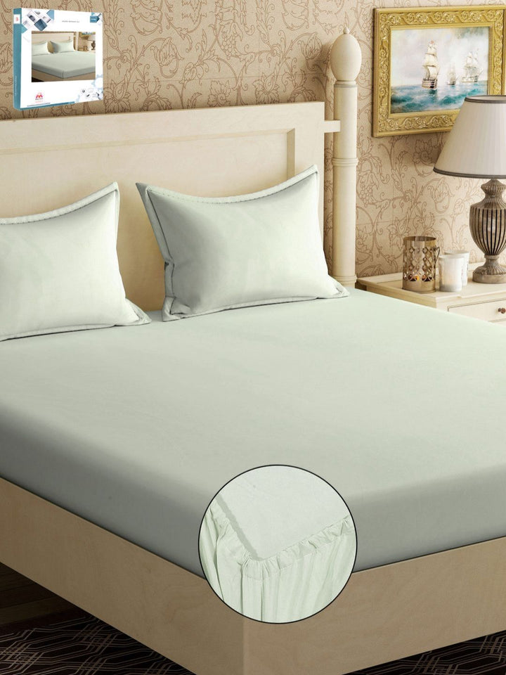 Myntra Elegant Homes Green 300 TC King Bedsheet with 2 Pillow Covers