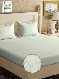 Myntra Elegant Homes Green 300 TC King Bedsheet with 2 Pillow Covers