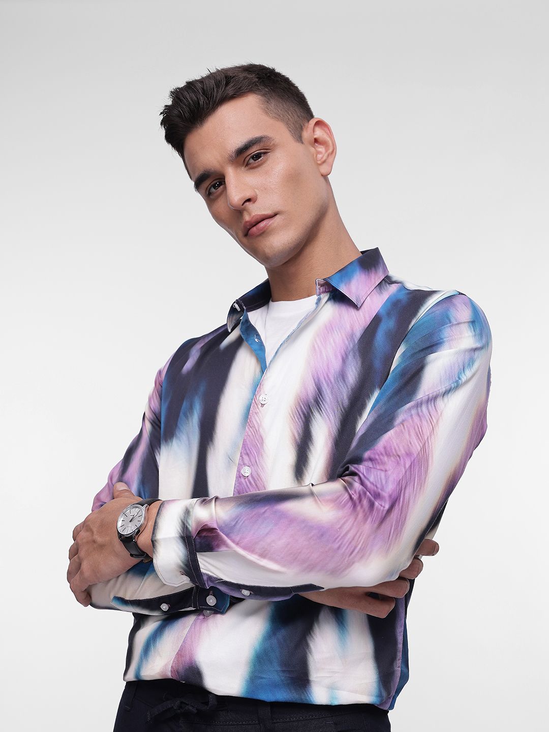 French Connection Slim Fit Abstract Printed Pure Cotton Casual Shirt