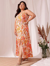 CURVY STREET Plus Size Floral Printed Maxi Dress