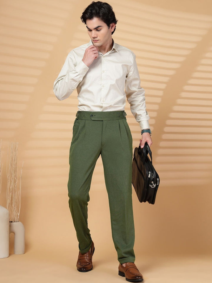 KLOTTHE Lelaki Olive Lycra Seluar Formal Formal