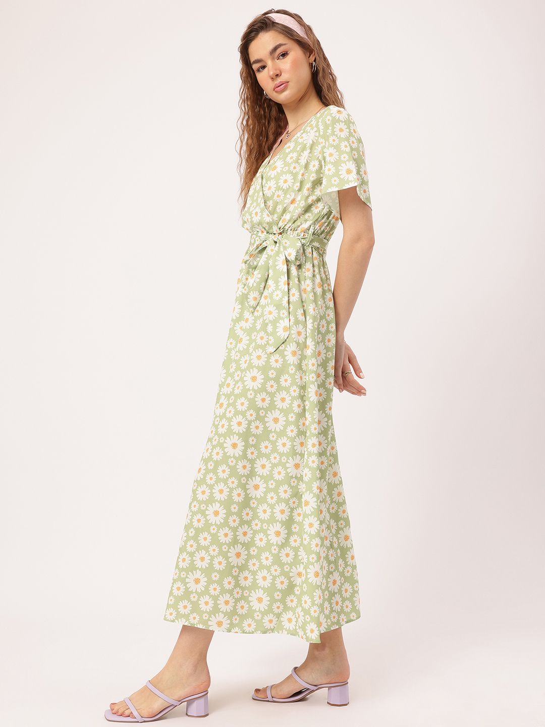 DressBerry Daisy Dream Floral Print Wrap Maxi Dress