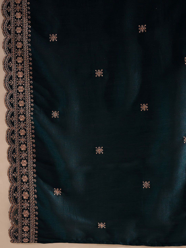 Indo Era Ethnic Motifs Embroidered Thread Work Straight Kurta With Trousers & Dupatta