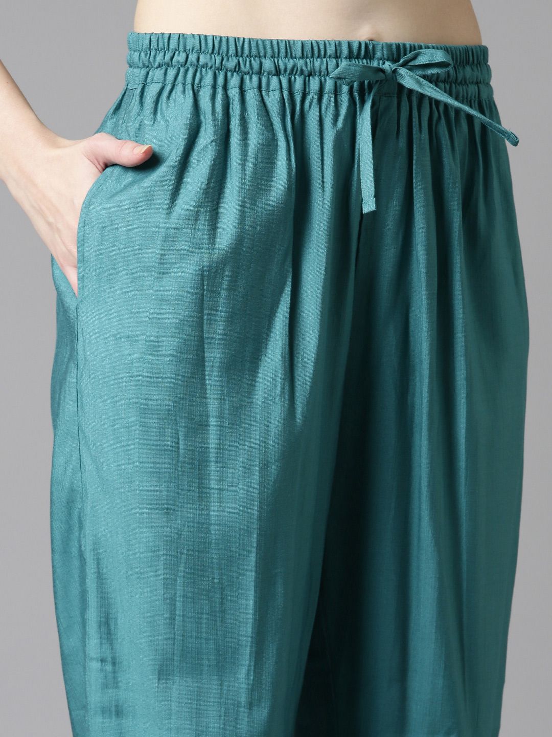 Anouk Sea Green Ethnic Motifs Embroidered Straight Kurta With Trousers & Dupatta