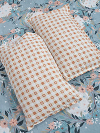 Aura Blue & White Floral Printed Set Cadar King 300 TC 2.5 x 2.25 m