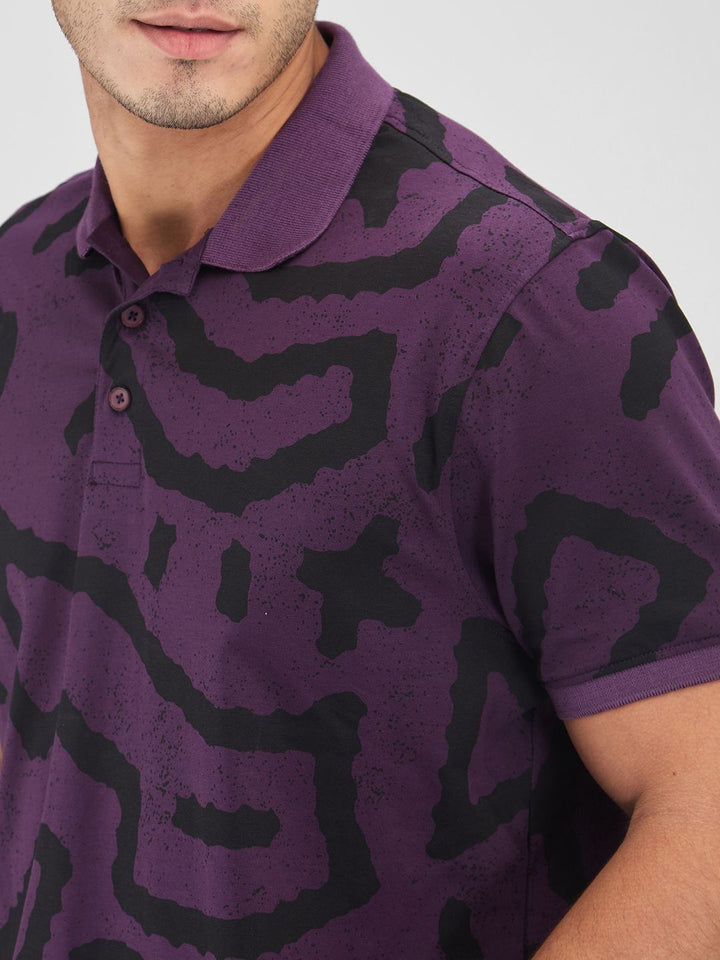SPYKAR Men Printed Polo Collar Slim Fit T-shirt