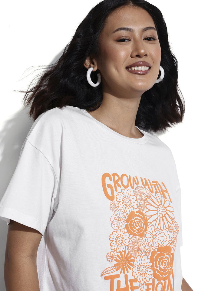 DressBerry Floral Printed Boxy Crop T-shirt