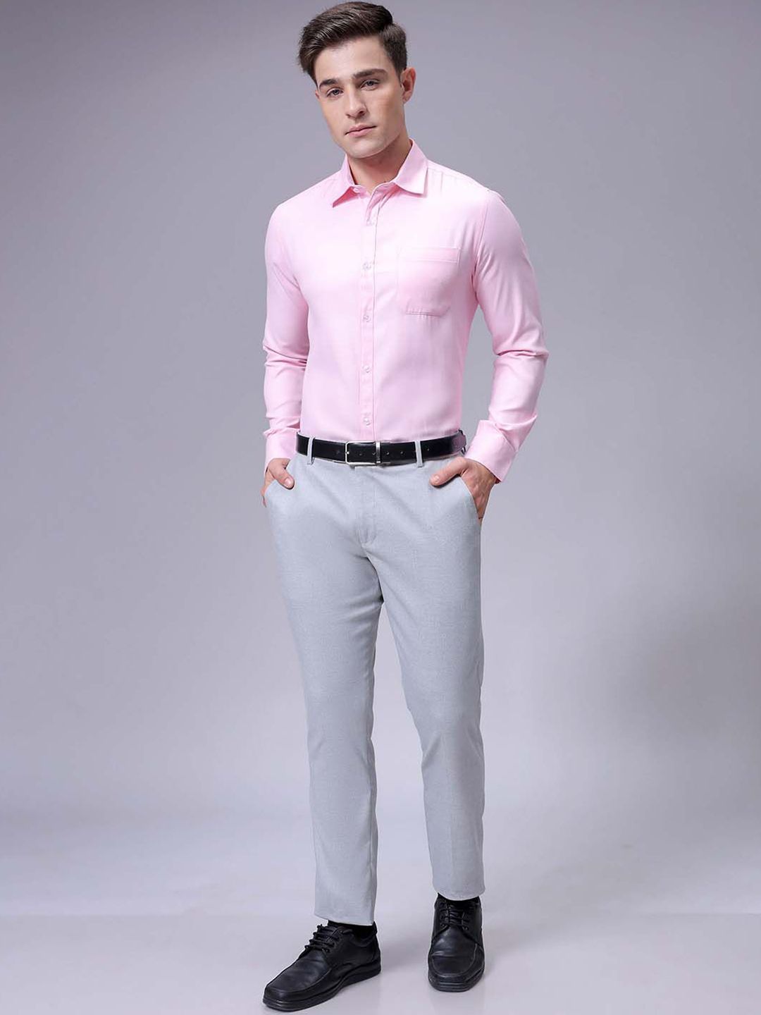 The Indian Garage Co. X Luxe Men Slim Fit Cutaway Collar Solid Formal Shirt