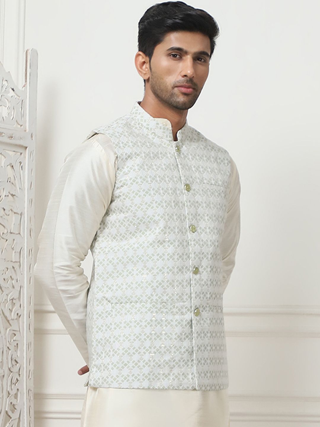 Anouk Printed Woven Nehru Jacket