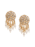 PANASH Gold Plated Kundan Contemporary Drop Earrings