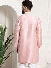 SOJANYA Striped Band Collar Long Sleeves Straight Kurta