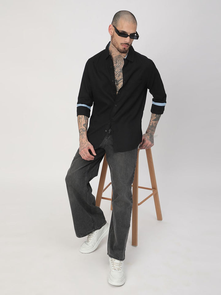 VASTRADO Men Classic Fit Spread Collar Solid Cotton Casual Shirt