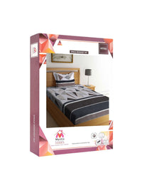Myntra Elegant Homes Grey & Blue Geometric 300 TC Single Bedsheet with 1 Pillow Covers