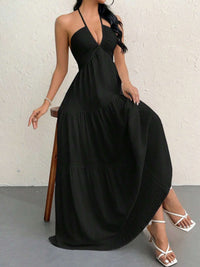 Berrylush Women Halter Neck Fit and Flare Maxi Dress