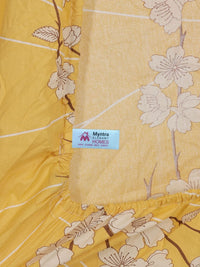 Myntra Elegant Homes Yellow Floral Cotton 400 TC Dilengkapi Cadar King & 2 Sarung Bantal