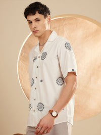 DENNISON Men Embroidered Oversized Casual Shirt