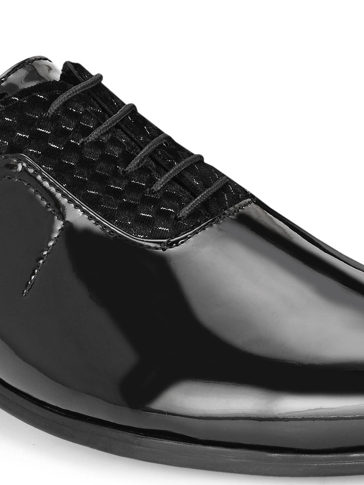 House Of Pataudi Men Black Faux Leather Formal Lace Up Derby
