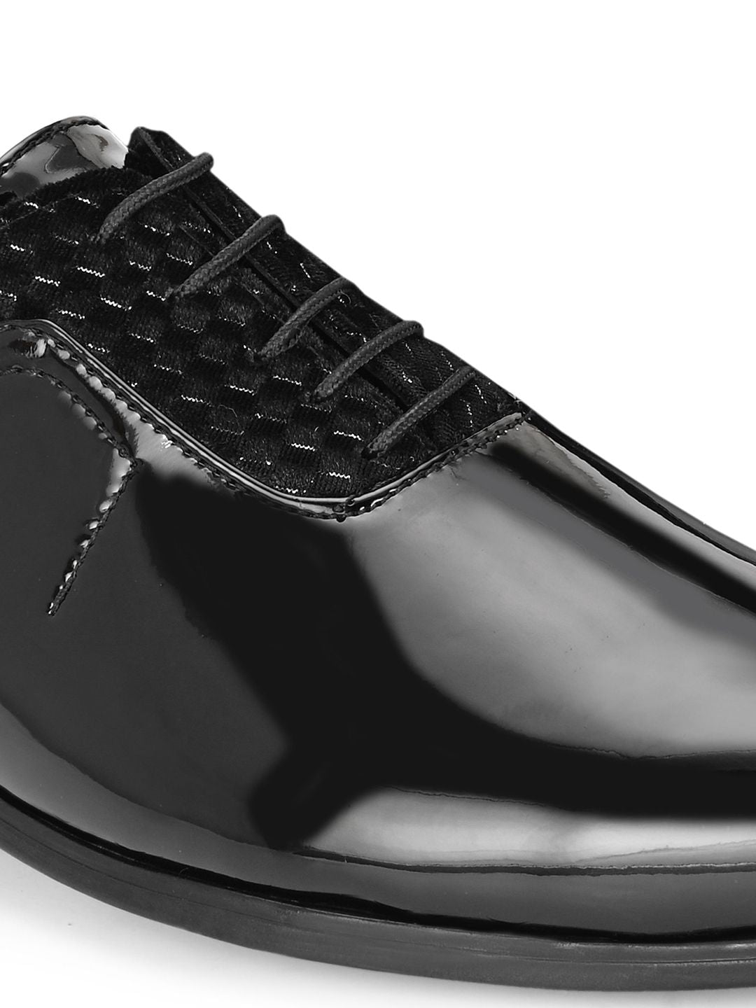 House Of Pataudi Men Black Faux Leather Formal Lace Up Derby