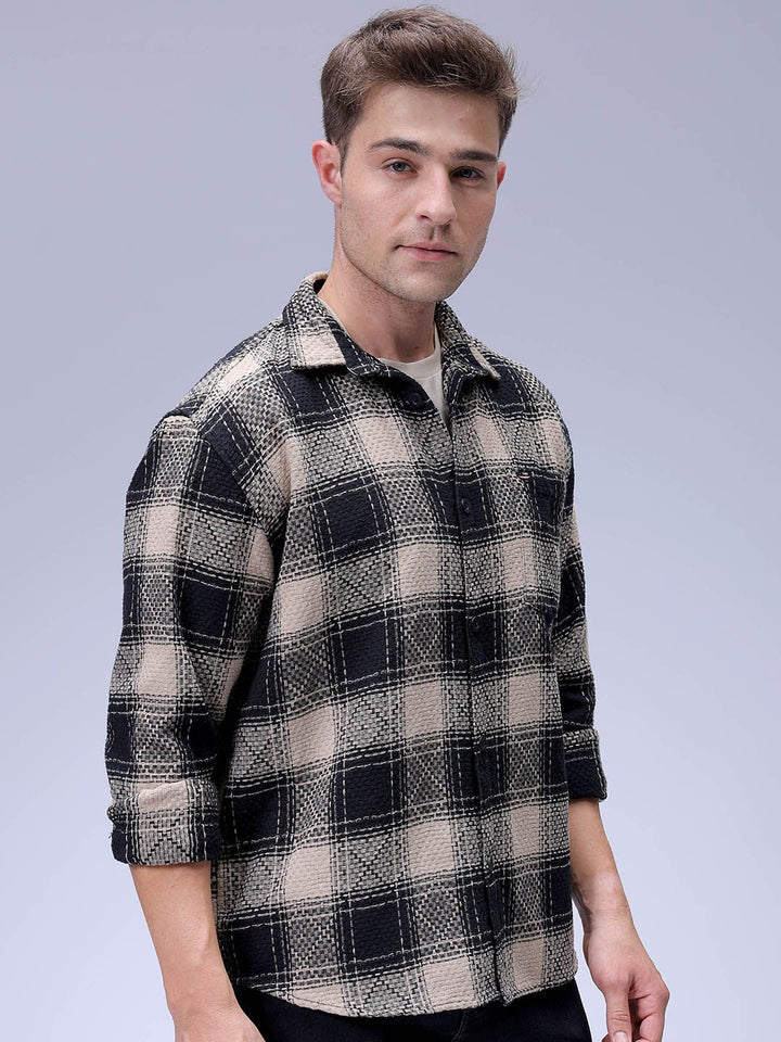 The Indian Garage Co Men Relaxed Fit Spread Collar Checked Cotton Casual Shirt
