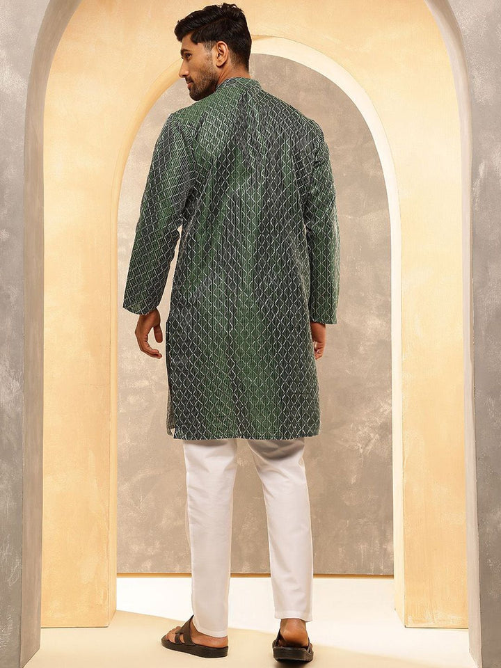 Anouk Men Geometric Embroidered Regular Thread Work Kurta with Pyjamas