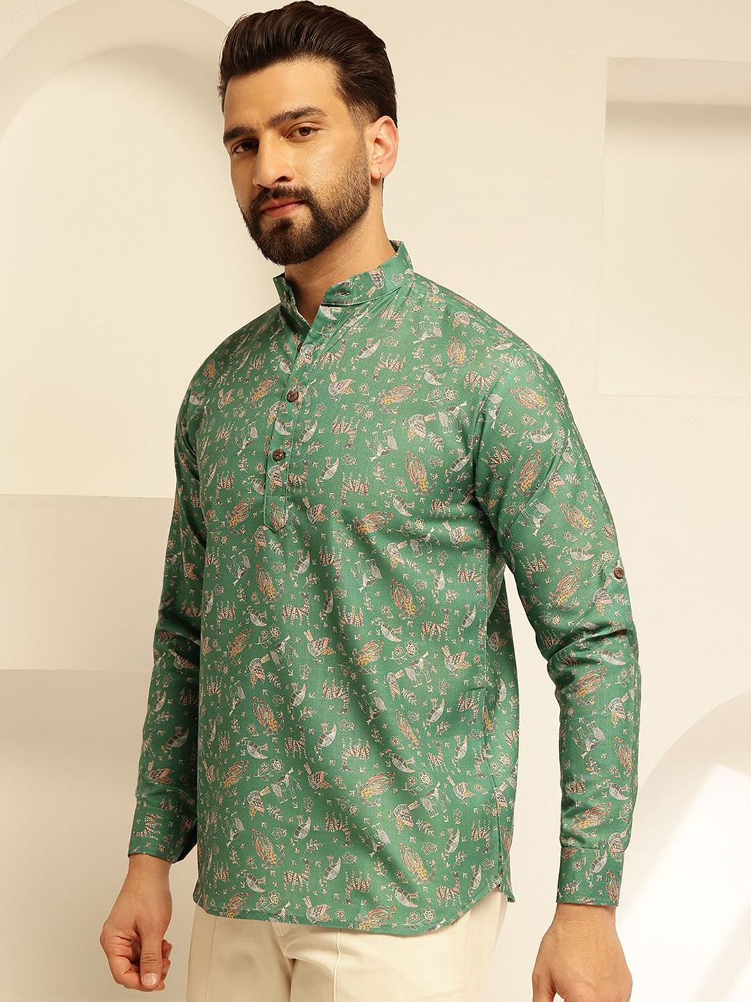 SOJANYA Animal Printed Cotton Straight Kurta